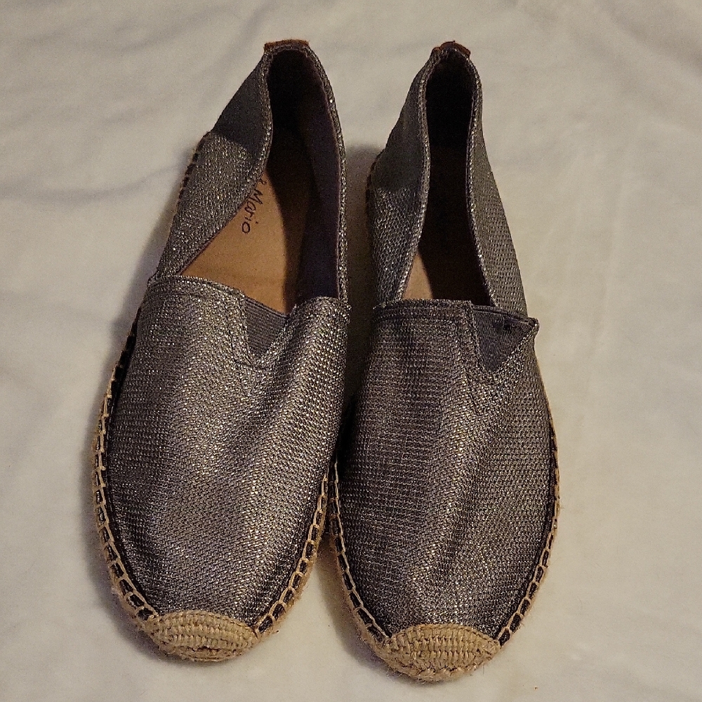 Women’s Metallic Gray Espadrille Flats